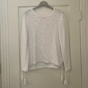 Lilly Pulitzer white sweater with side tassels size small